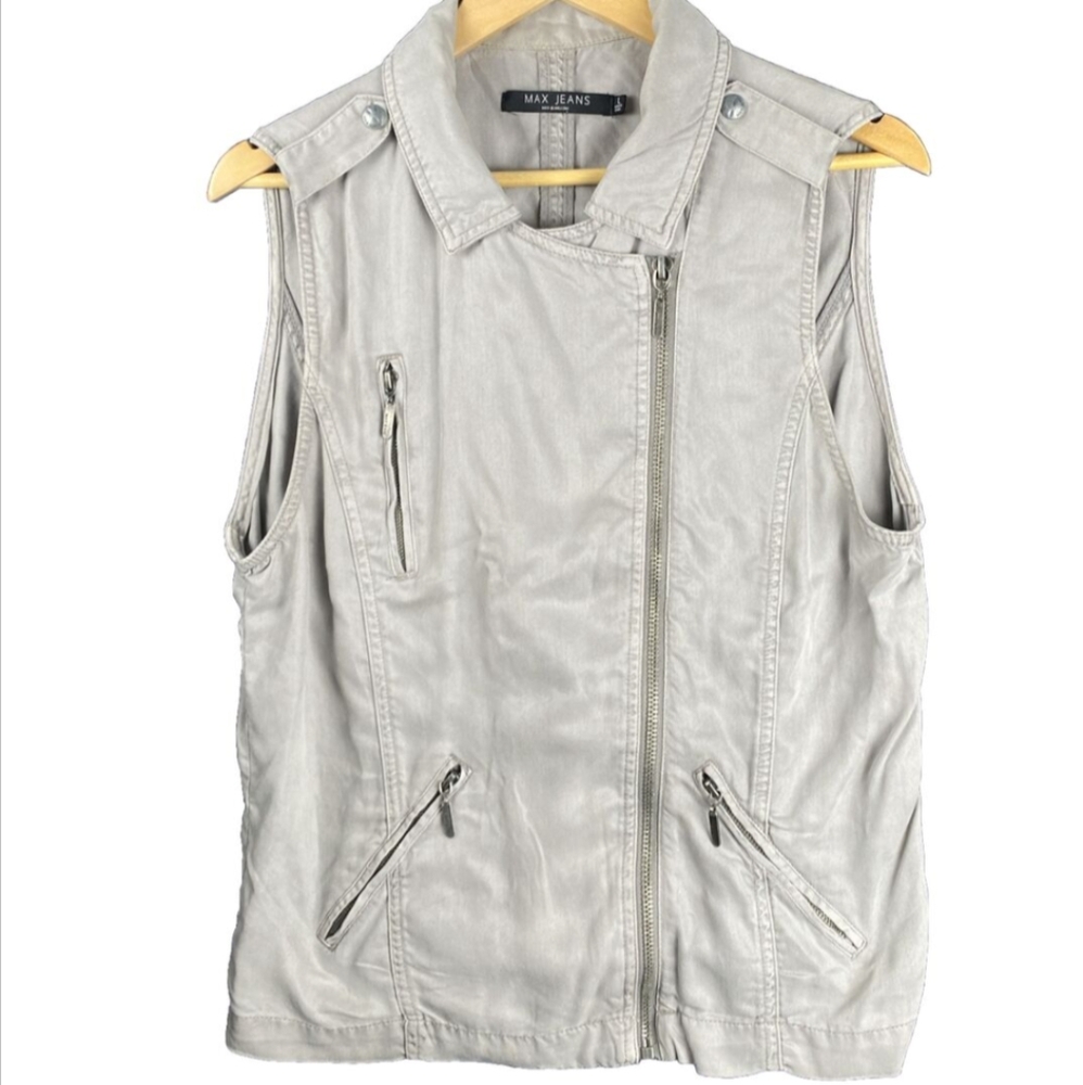 Max Jeans Gray Zipper Vest